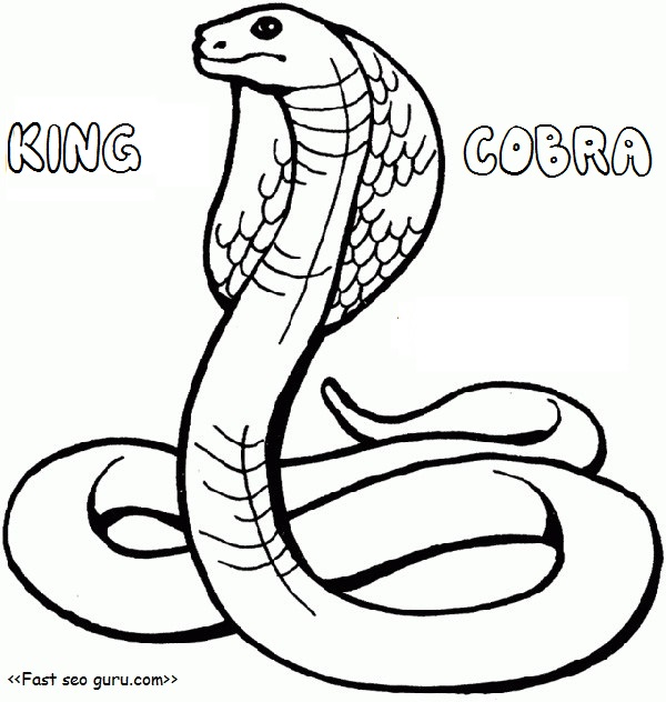 Printable king cobra coloring pages for kids